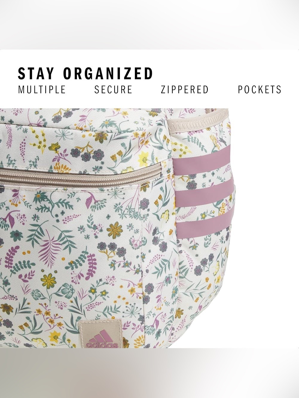 Adidas Classic 3S Stripe Woodland Floral Backpack 5.0 Laptop Sleeve - Picture 12 of 16